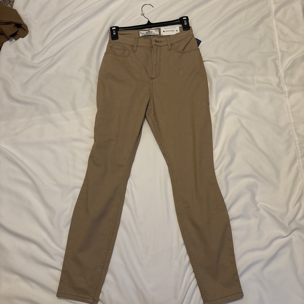 Hollister Curvy High‎ Rise Super Skinny Khaki Tan Jeans size 25s